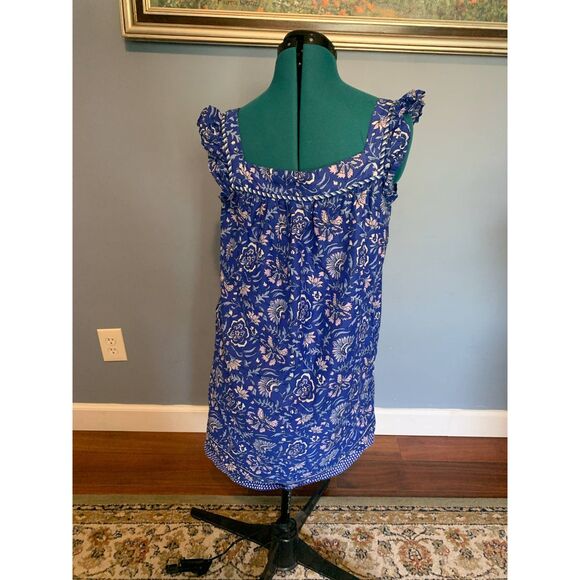 Vineyard Vines Blue Paisley Floral Ruffle Sleeve Summer Dress, Girl's size XL - Picture 3 of 5